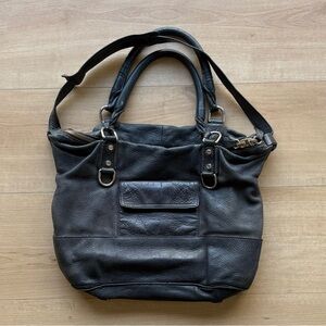 Vintage J Crew Black Leather Handbag